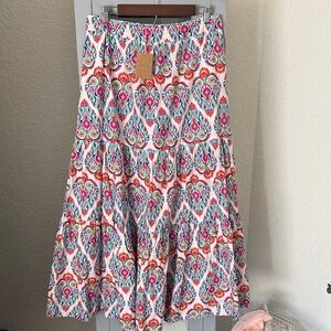 Boden White Maxi Skirt with Bright Multicolor Paisley